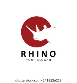 Rhino logo. Rhinoceros icon. Endangered animal symbol. African wildlife brand emblem. Vector illustration. this logo suitable for industrial, building, security and construction companies.