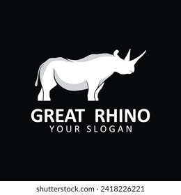 Rhino logo. Rhinoceros icon. Endangered animal symbol. African wildlife brand emblem. Vector illustration. this logo suitable for industrial, building, security and construction companies.