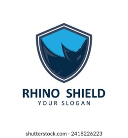 Logo del rinoceronte. Icono de rinocerontes. Símbolo animal en peligro de extinción. emblema de la marca africana de vida salvaje. Ilustración vectorial. este logotipo adecuado para empresas industriales, de construcción, de seguridad y de construcción.