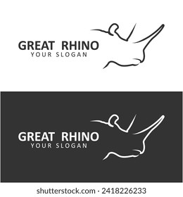 Rhino logo. Rhinoceros icon. Endangered animal symbol. African wildlife brand emblem. Vector illustration. this logo suitable for industrial, building, security and construction companies.