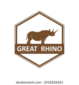 Logo del rinoceronte. Icono de rinocerontes. Símbolo animal en peligro de extinción. emblema de la marca africana de vida salvaje. Ilustración vectorial. este logotipo adecuado para empresas industriales, de construcción, de seguridad y de construcción.