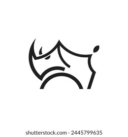 Rhino logo. Rhinoceros icon. Endangered animal symbol. African wildlife brand emblem. Vector illustration.