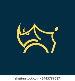 Rhino logo. Rhinoceros icon. Endangered animal symbol. African wildlife brand emblem. Vector illustration.