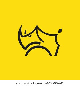 Rhino logo. Rhinoceros icon. Endangered animal symbol. African wildlife brand emblem. Vector illustration.