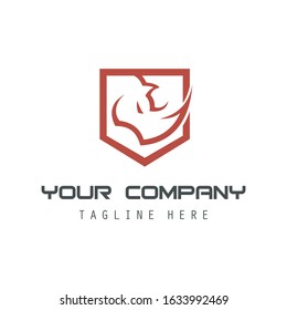 Rhino Logo Shield Template Vector Illustration Icon 