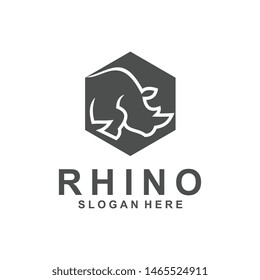 rhino logo template, animal design vector, zoo