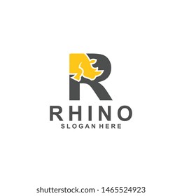 rhino logo template, animal design vector, zoo