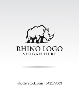 Rhino logo template design. flat style for brand t shirt. Vector illustrator eps.10