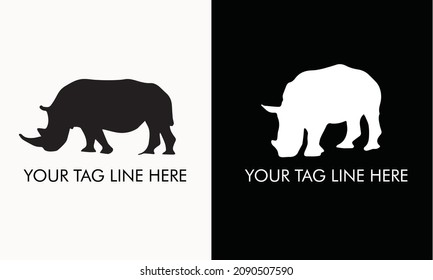 Rhino logo template. Endangered African Rhinoceros silhouette icon. eps 10