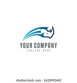Rhino Logo Transportation Template Vector Illustration Icon 