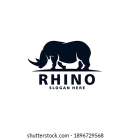Rhino logo vector in dark color and on white background.