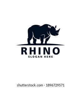 Rhino logo vector in dark color and on white background.