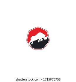 Rhino logo vector design. Rhinos logo for sport club or team. Angry Rhino logo.
