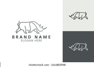 Rhino logo vector. Rhino line art logo inspiration