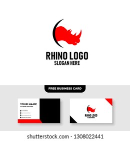 Rhino Logo Vector Template, Free Business Card Mockup