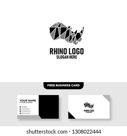 Rhino Logo Vector Template, Free Business Card Mockup