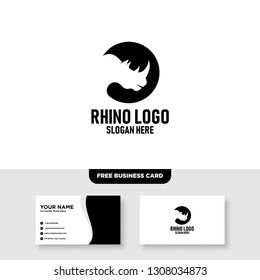 Rhino Logo Vector Template, Free Business Card Mockup
