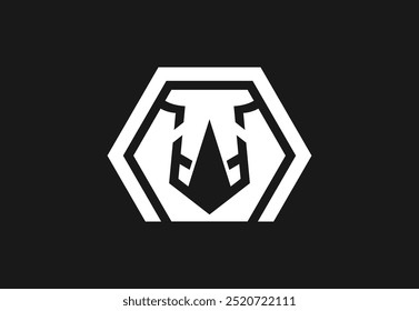 Logotipo Rhino.Ícone Rhino,Rinoceronte geométrico no logotipo hexagonal.