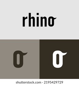 rhino logotype, with horn in letter o