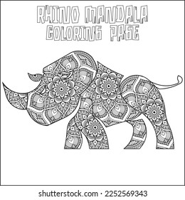 Rhino Mandala Coloring Page for kids
