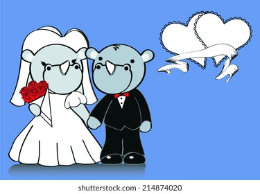 rhino married cartoon background in vector format very easy to edit