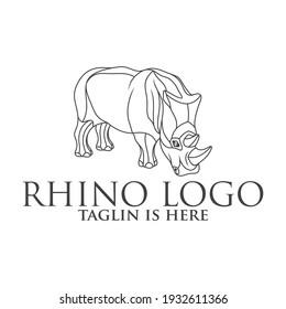 rhino mascot character, Rhino silhouette logos, emblems, badges, labels template design element.Isolated on white background.Vector illustration.