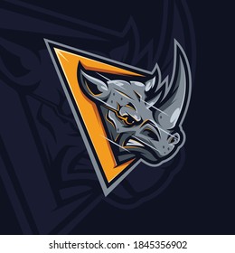 Rhino mascot design on dark background