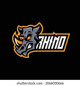 rhino mascot esport logo design