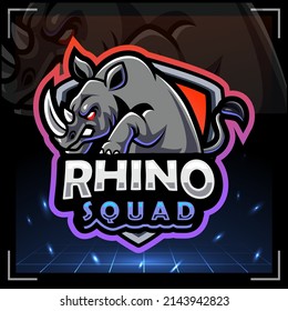 Rhino mascot. esport logo design