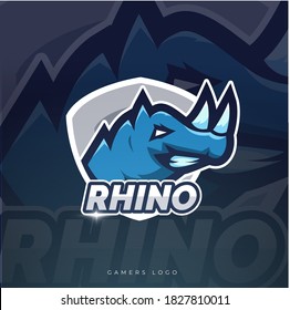 Rhino mascot esport logo design.Rhino emblem design for esports team. Vector illustration