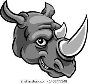 A rhino mascot friendly cute happy animal cartoon character
