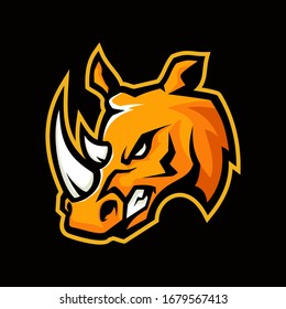 rhino mascot logo design vector with modern illustration concept style for esport, emblem and tshirt printing. angry rhino illustration for sport and esport team