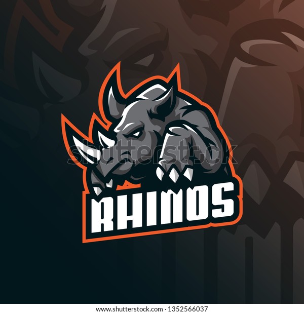 Rhino Mascot Logo Design Vector Modern Stock Vector Royalty Free