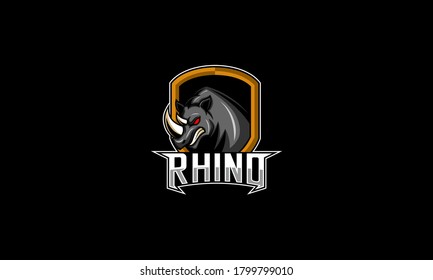 Rhino mascot logo emblem, esport gaming logo