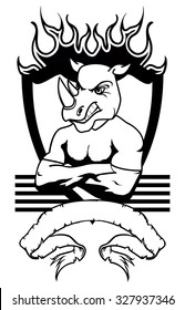 rhino mascot muscle crest shield tattoo in vector format very easy to edit