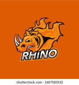 Rhino mascot. Vector illustration, sport logo template.