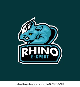 Rhino mascot. Vector illustration, sport logo template.