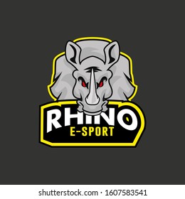 Rhino mascot. Vector illustration, sport logo template.