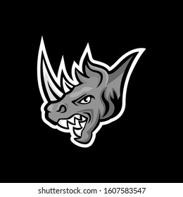 Rhino mascot. Vector illustration, sport logo template.