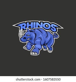 Rhino mascot. Vector illustration, sport logo template.