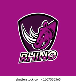 Rhino mascot. Vector illustration, sport logo template.