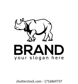Rhino monochrome logo. Flat design. Vector Illustration on white background