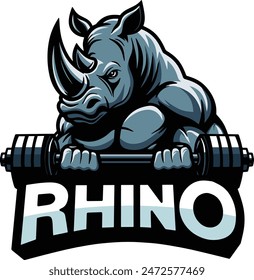 Rhino muscle gym logo illustrations