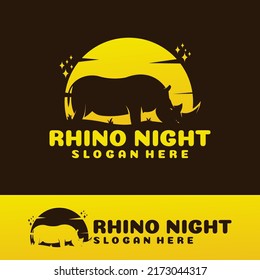 Rhino Night dark logo illustration art