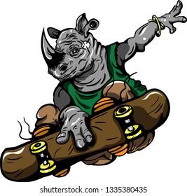 Rhino on a skateboard 