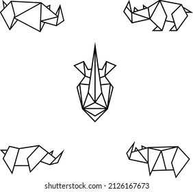 Rhino Origami Geometric Image, Vector