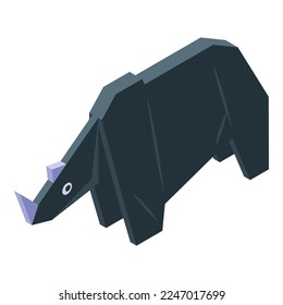 Rhino origami icon isometric vector. Paper animal. Folded geometric