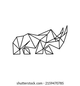 rhino origami line art logo template