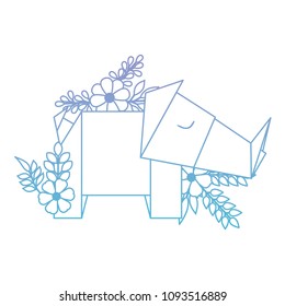 rhino origami paper with floral decoration