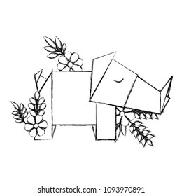 rhino origami paper with floral decoration